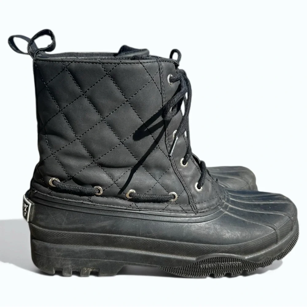 Sperry Gosling Quilted Waterproof Duck Boots Women’s 7.5 Black Winter Rain